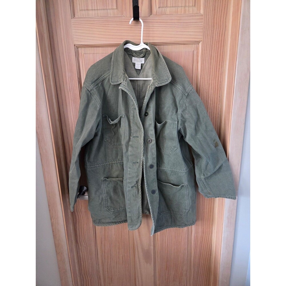 Lands End Green Denim Work Chore Barn Jacket L